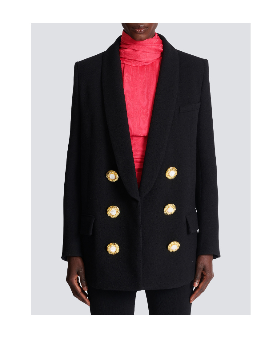 Balmain Button-fastening Double-breasted Jacket In Black