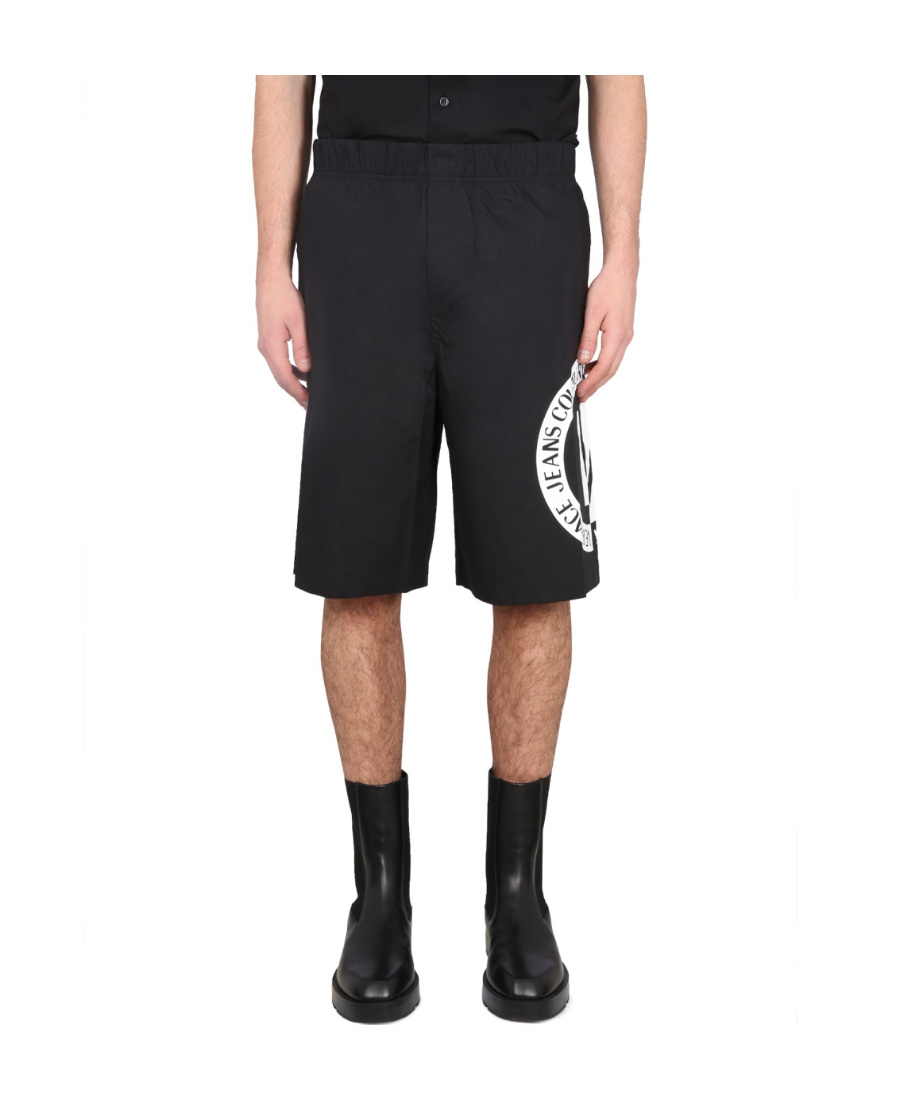 Versace Jeans Logo-print Shorts In Black