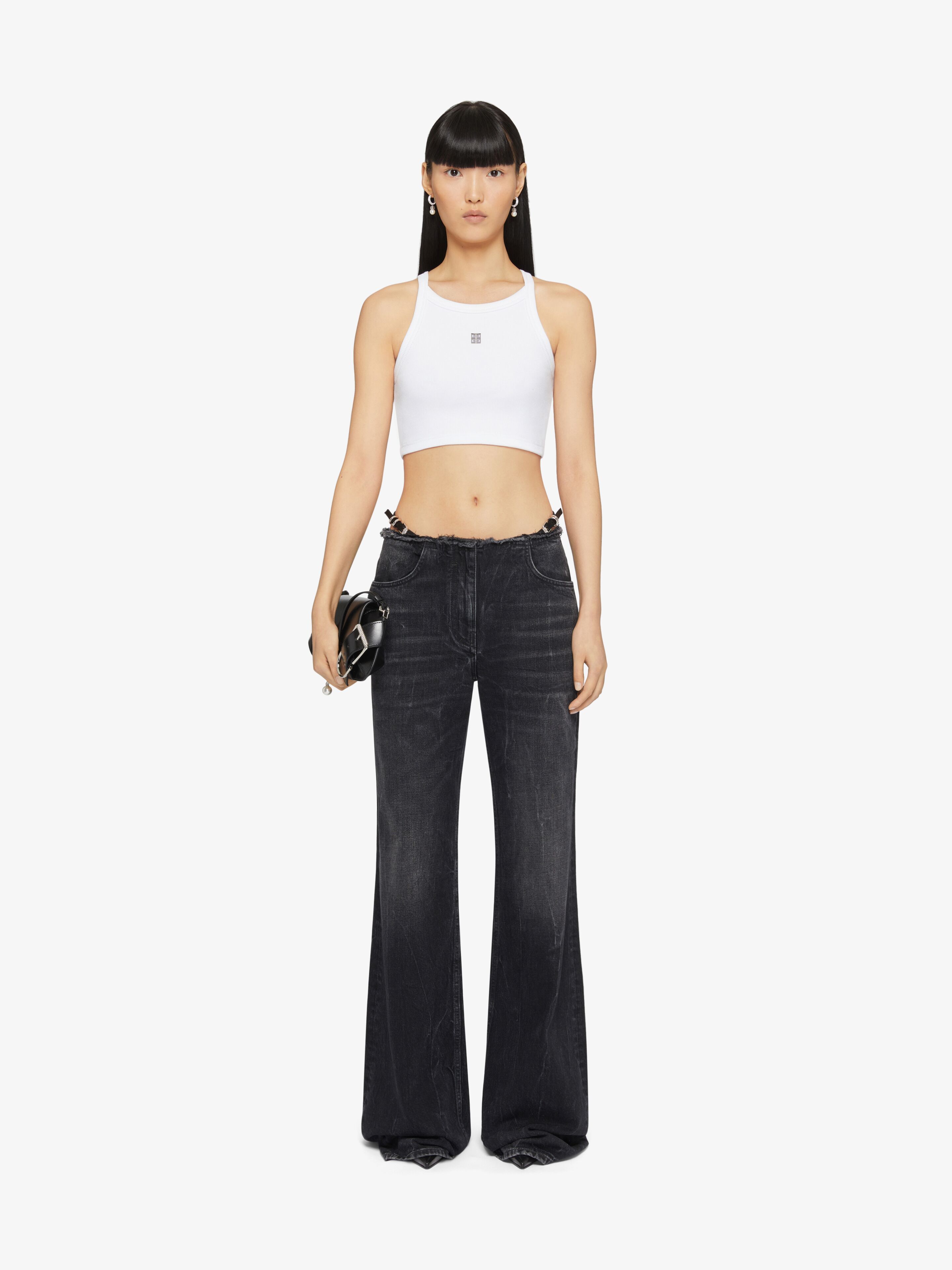 Givenchy Women's Cropped Tank Top In Cotton With 4g Detail In White