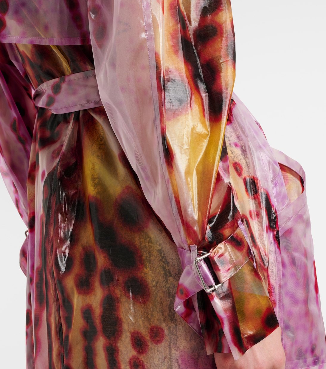 Dries Van Noten Printed Double-breasted Trench Coat In Pink