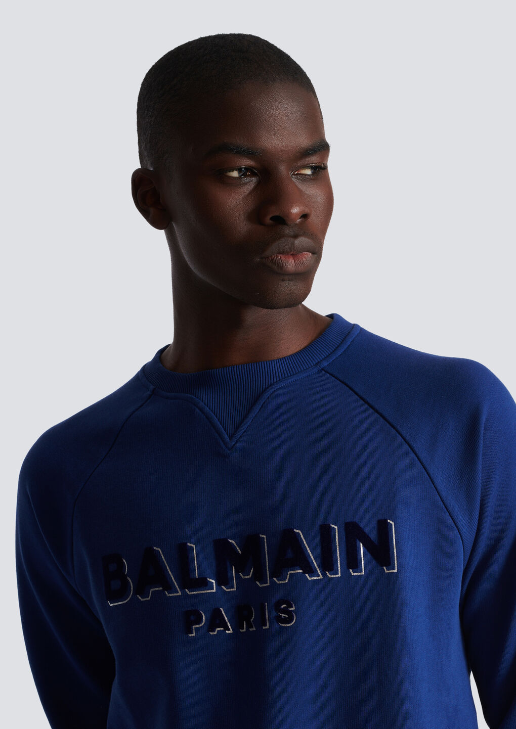 BALMAIN METALLIC FLOCKED BALMAIN SWEATSHIRT 