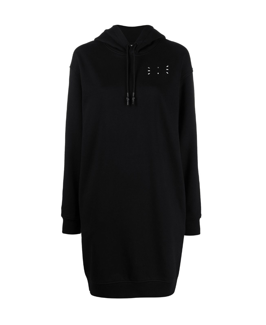 Mcq By Alexander Mcqueen Logo Print Hooded Dress In Black
