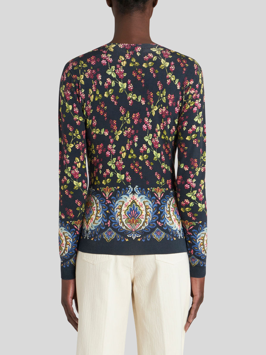 Etro Floral-print Knitted Top In Black