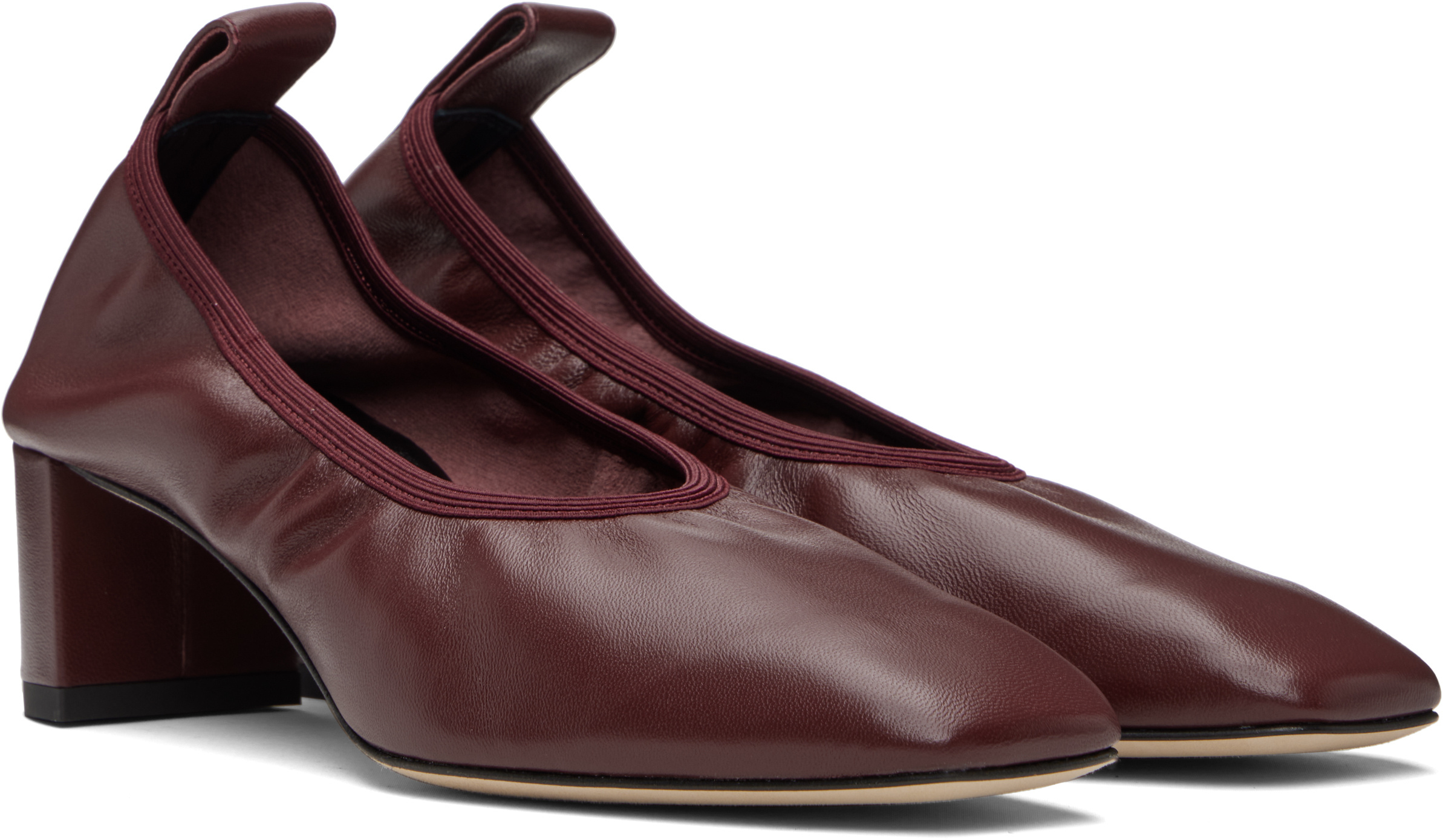 Aeyde Burgundy Narissa Ruched Heels In Red