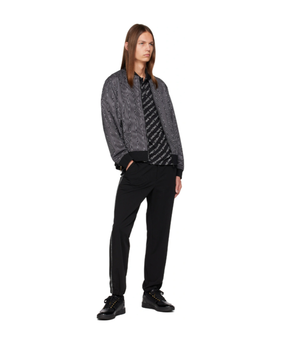Versace Jeans Long-sleeved Vertical Casual Jacket In Black