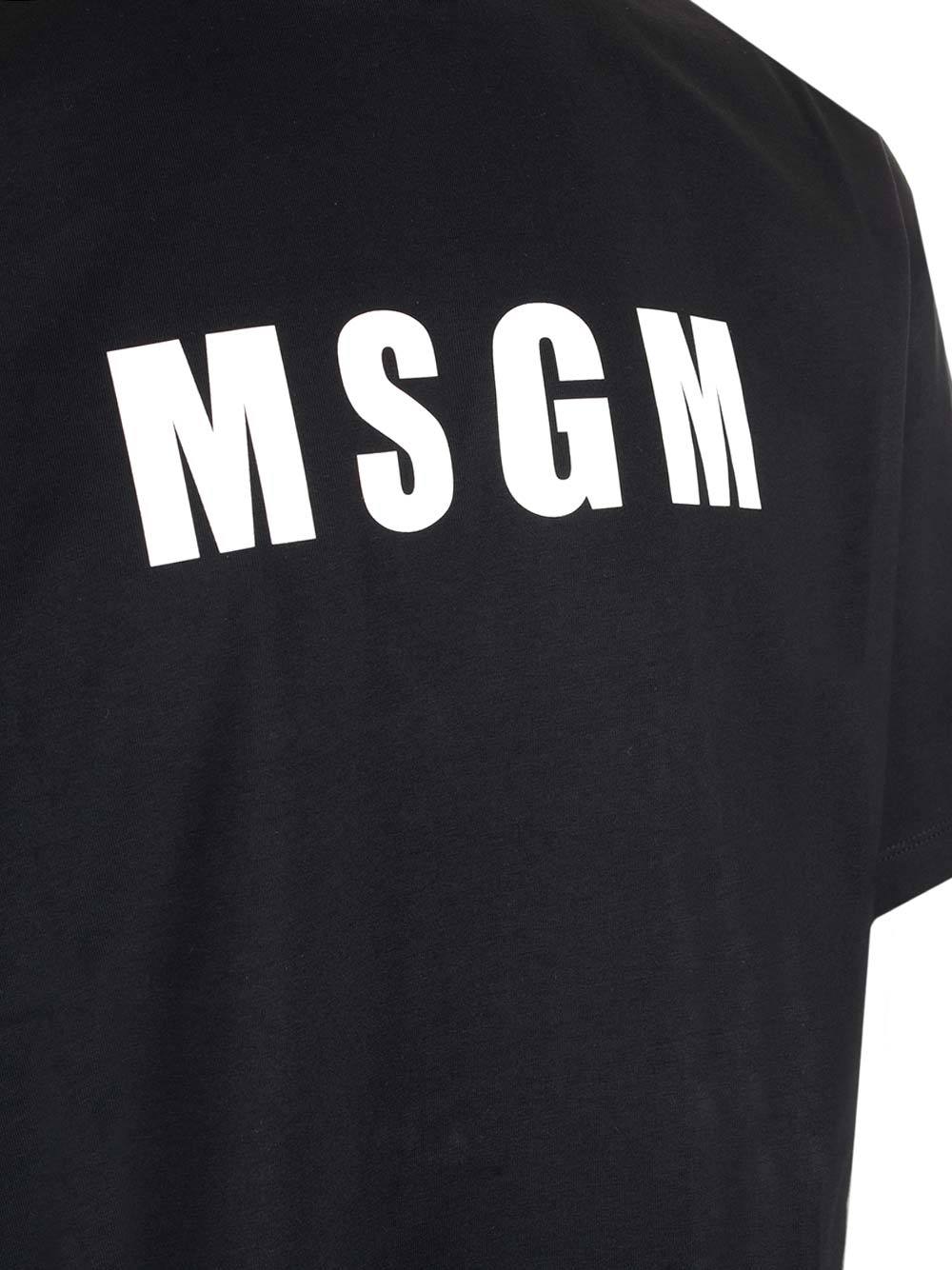 Msgm Logo Longline T-shirt In Black