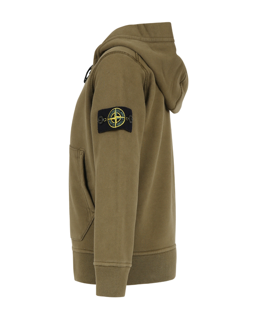 Stone Island Compass Logo-patch Zipped Cardigan In Green