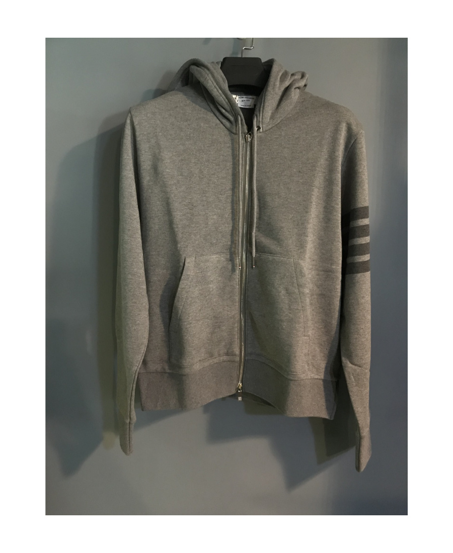 Thom Browne Tonal 4 Bar Cotton Sweatshirt Hoodie In Gray