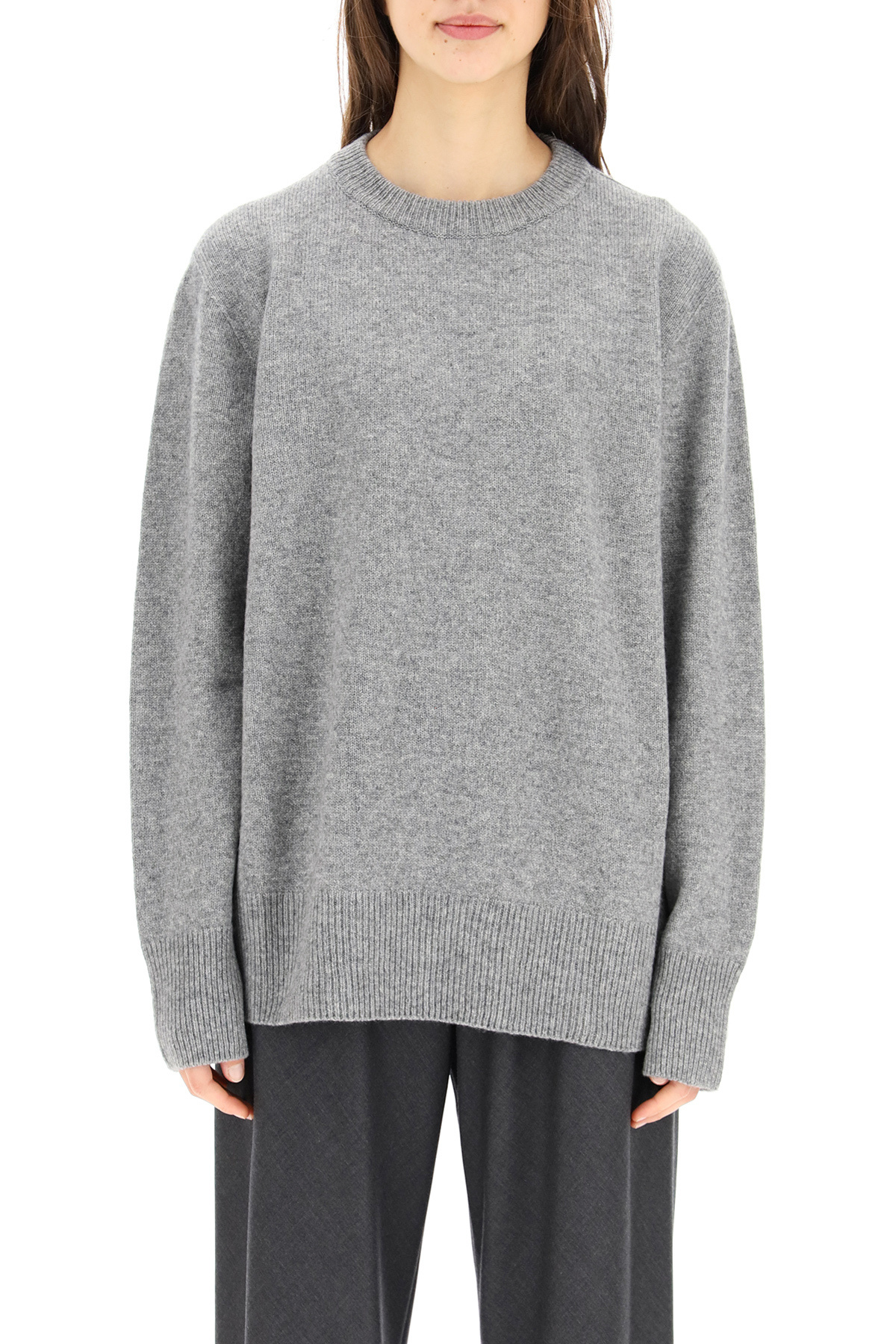 The Row Round Neck Wool And Cashmere Sweaters In Gray