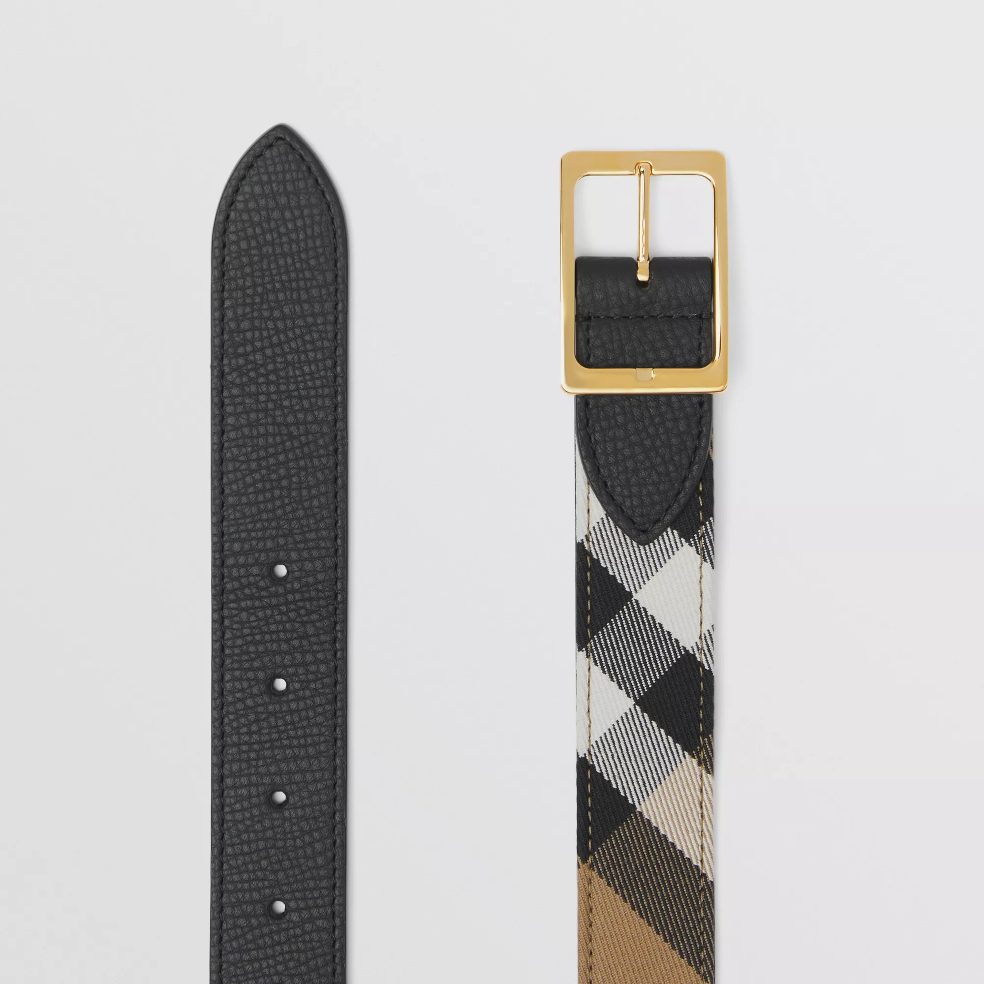 Burberry Double-sided Checked Belt In Black
