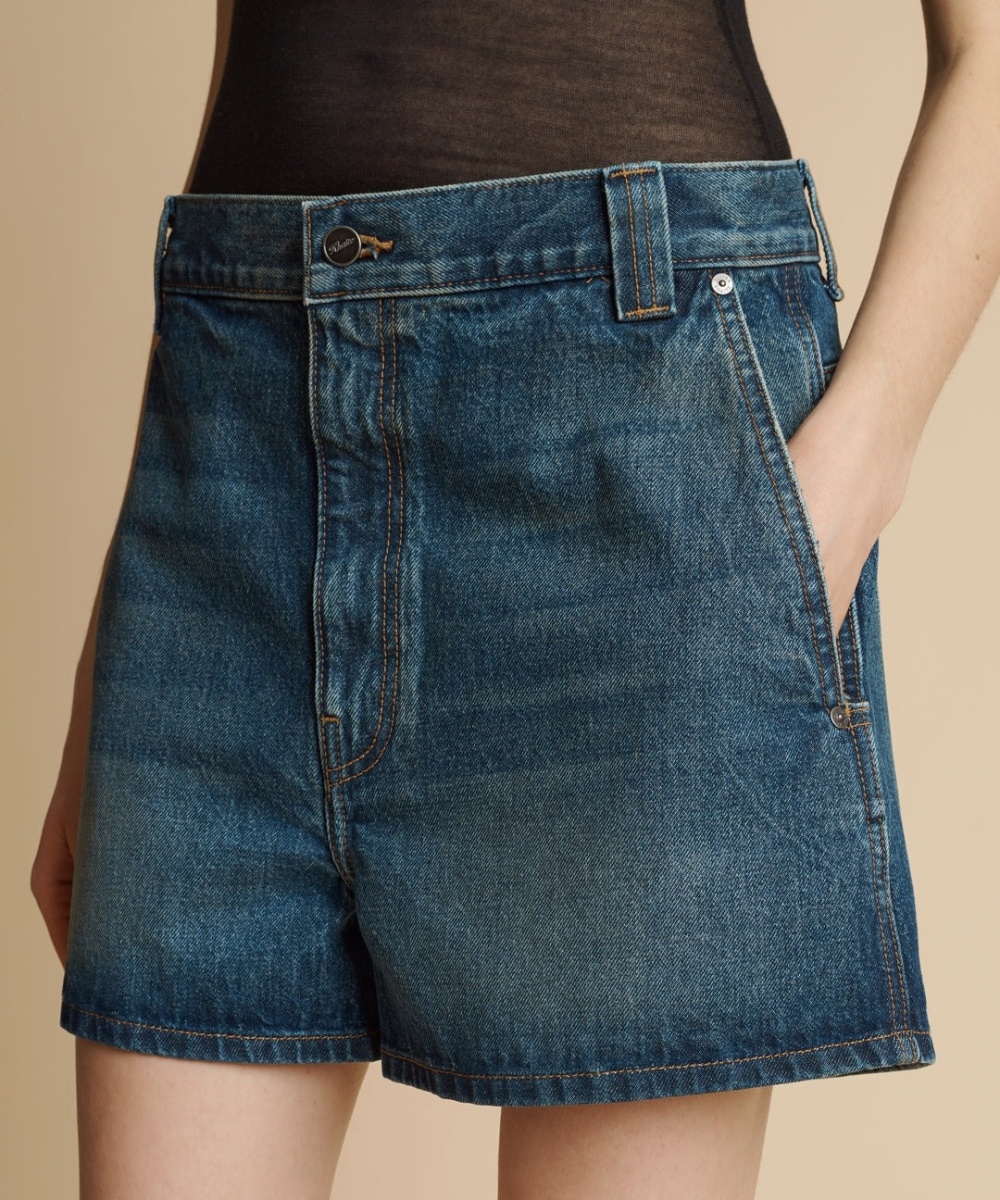 Shop Khaite The Bacalo Denim Shorts In Blue