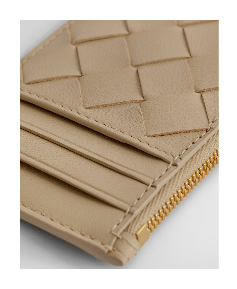 Bottega Veneta Intrecciato Braided Zipper Clip In Nude