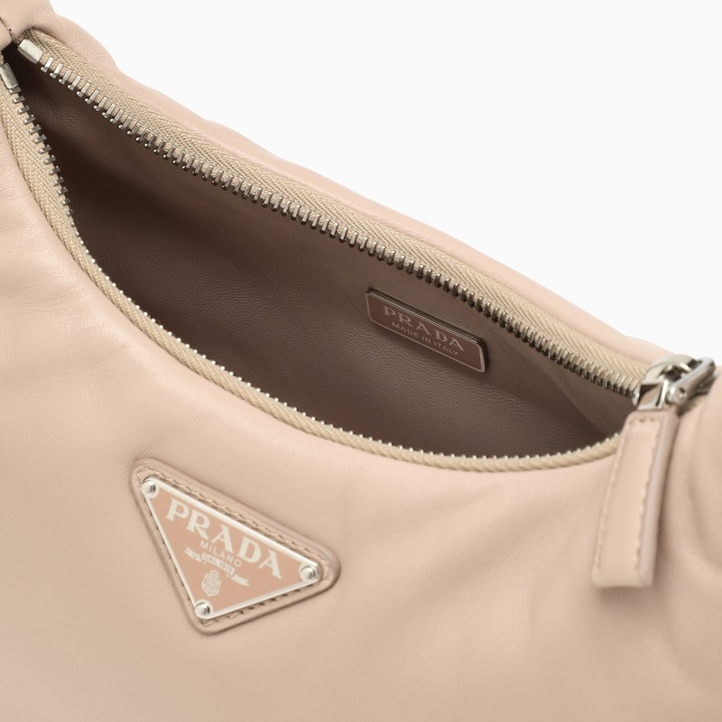 Prada Re-edition Leather Shoulder Bag In Nude