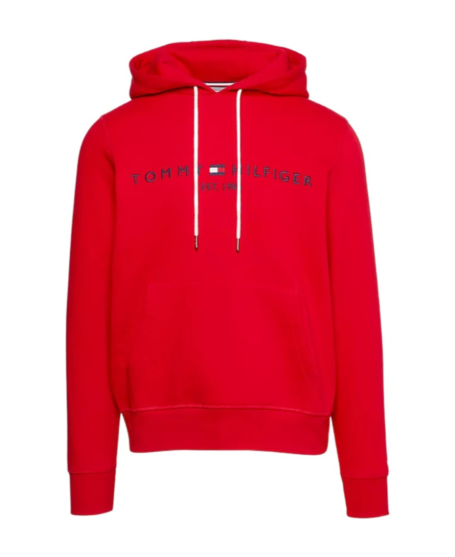 Tommy Hilfiger Embroidered Tommy Logo Hoodie In Red