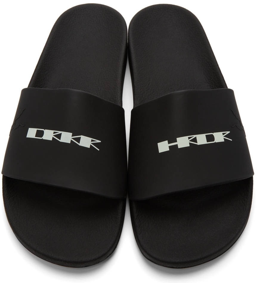 Rick Owens Drkshdw Embossed Slippers In Black