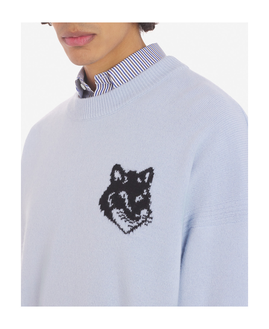 Maison Kitsuné Fox Head Intarsia Comfort Jumper In White