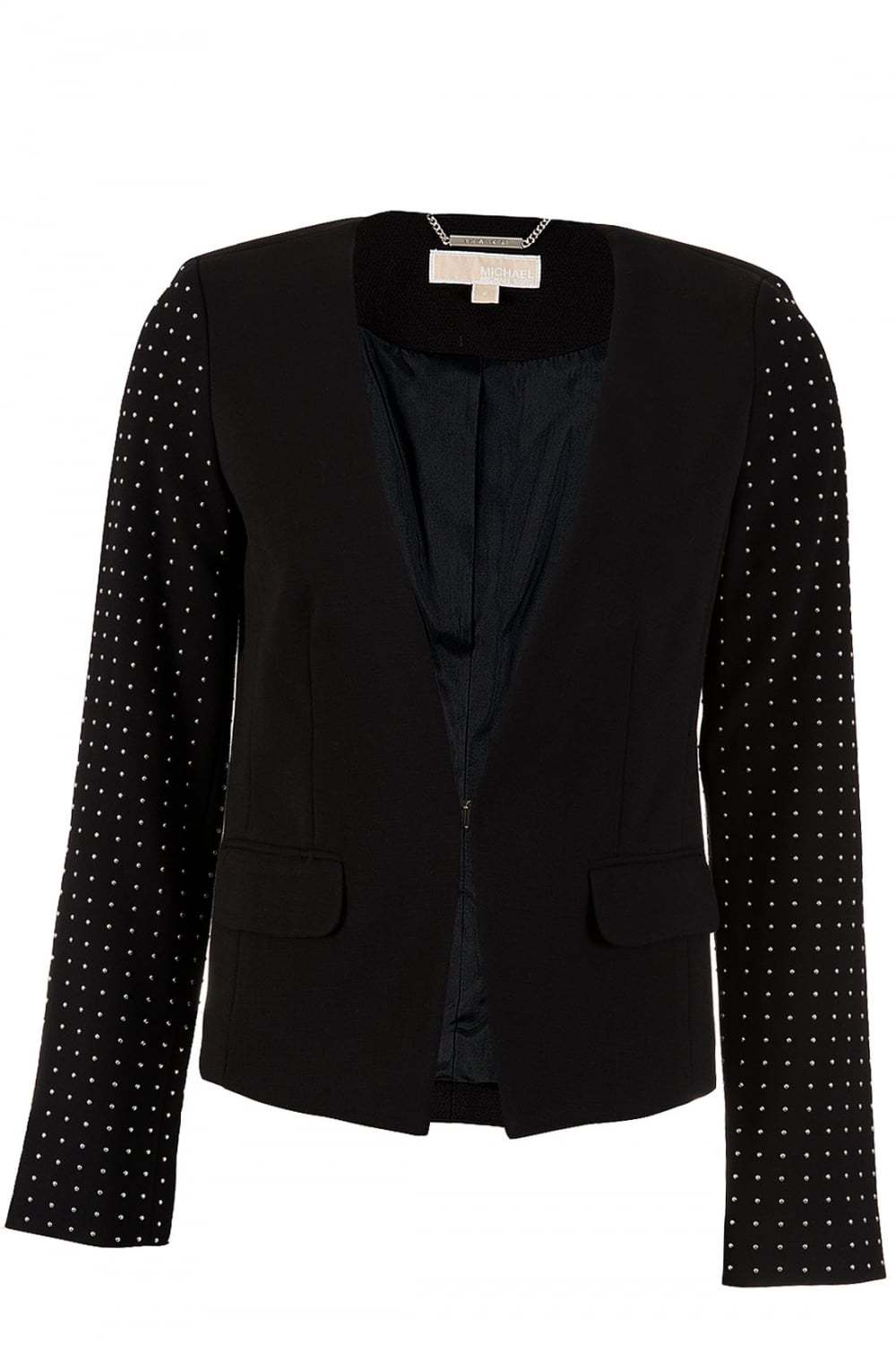 Michael Kors V-neck Studded Blazer In Black