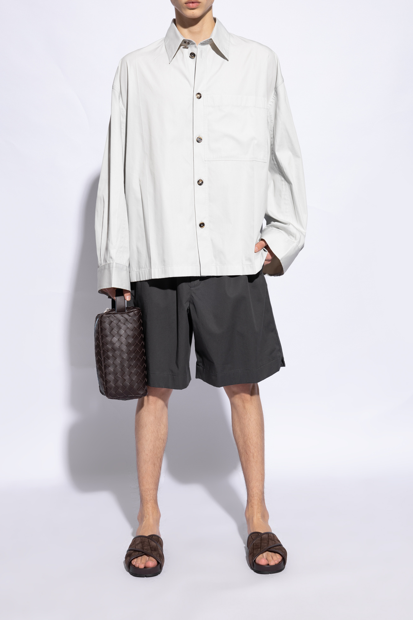 Shop Bottega Veneta Tarik Intrecciato Suede Sandals In Brown