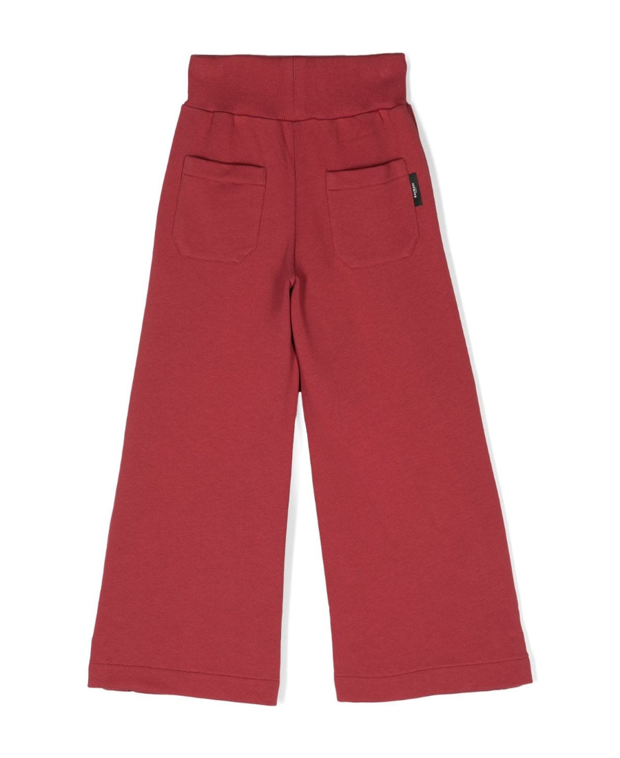 Balmain Decorative-buttons Wide-leg Cotton Trousers In Red