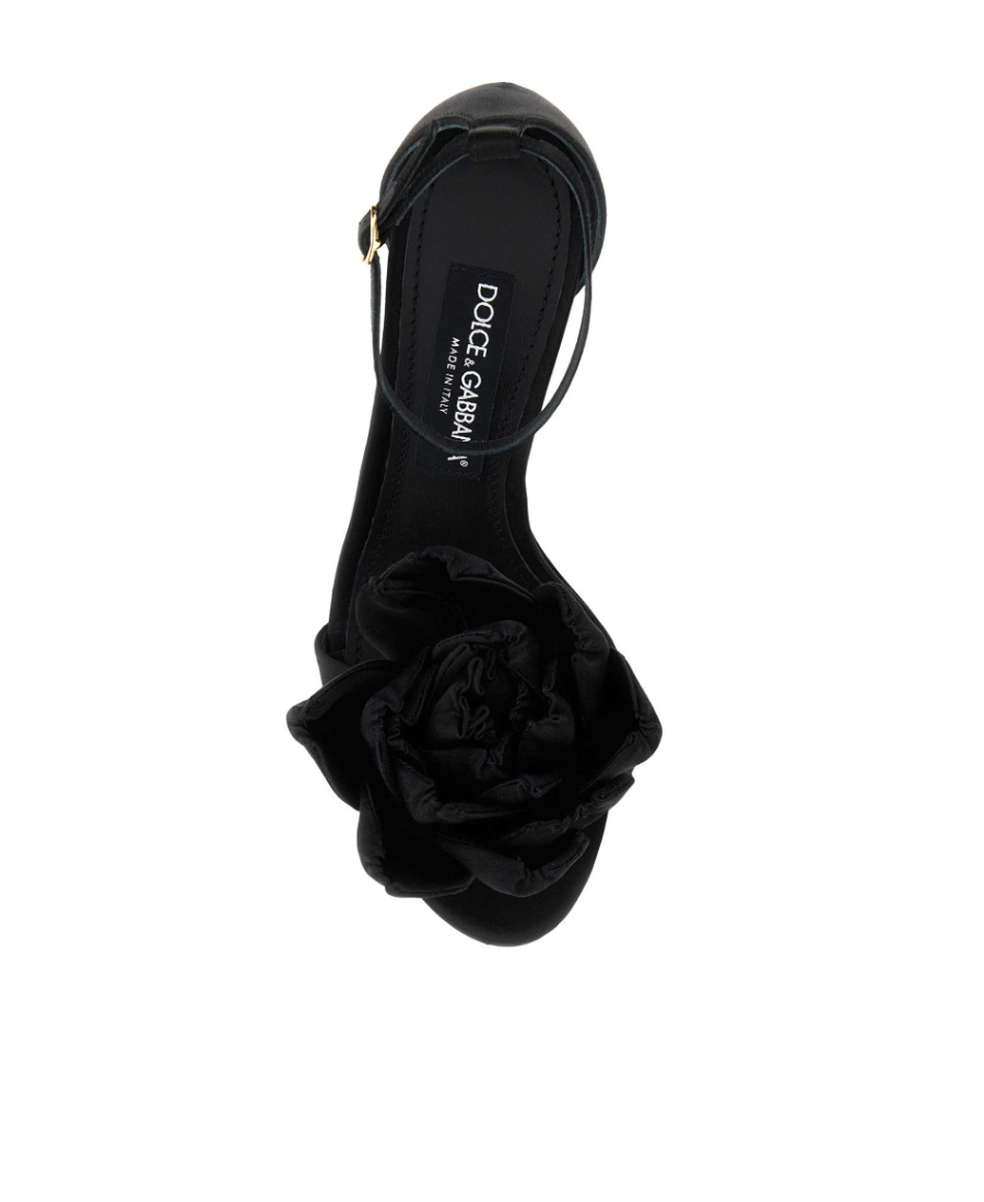 Dolce & Gabbana Keira 105 Satin Bow Sandals In Patent Leather In Black