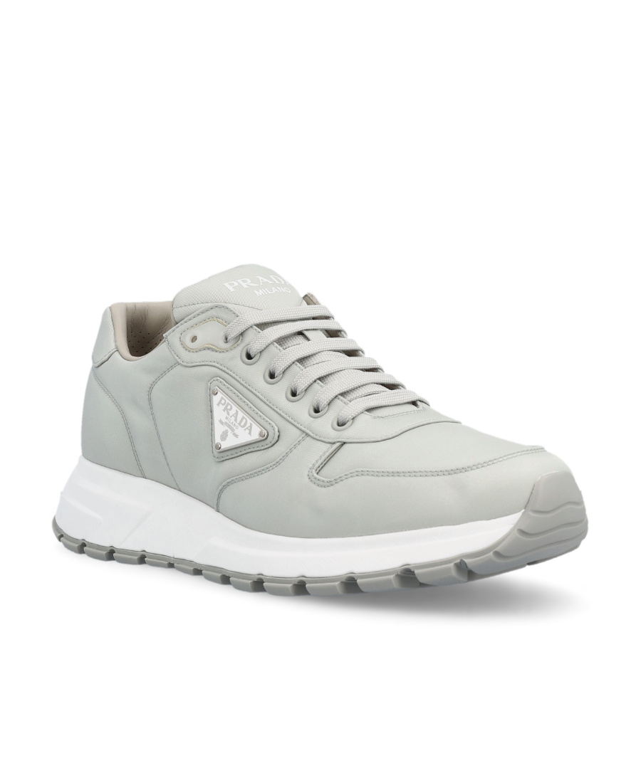 Prada Mens Grey Prax 01 Re-nylon Logo-plaque Recycled-nylon Low-top Sneakers In Granite Ash