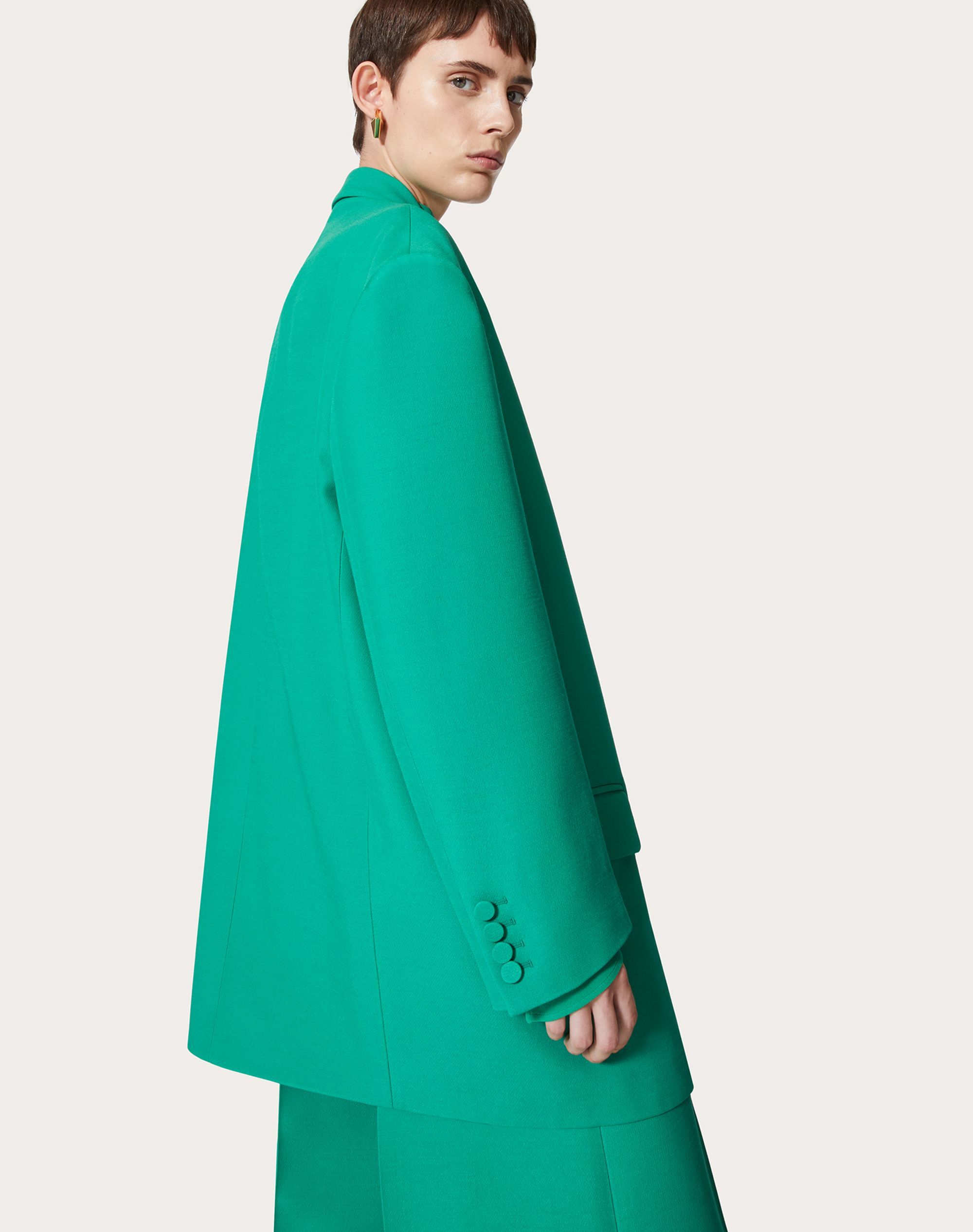 Valentino Oversized Double-breasted Wool And Silk-blend Crepe Blazer In Green