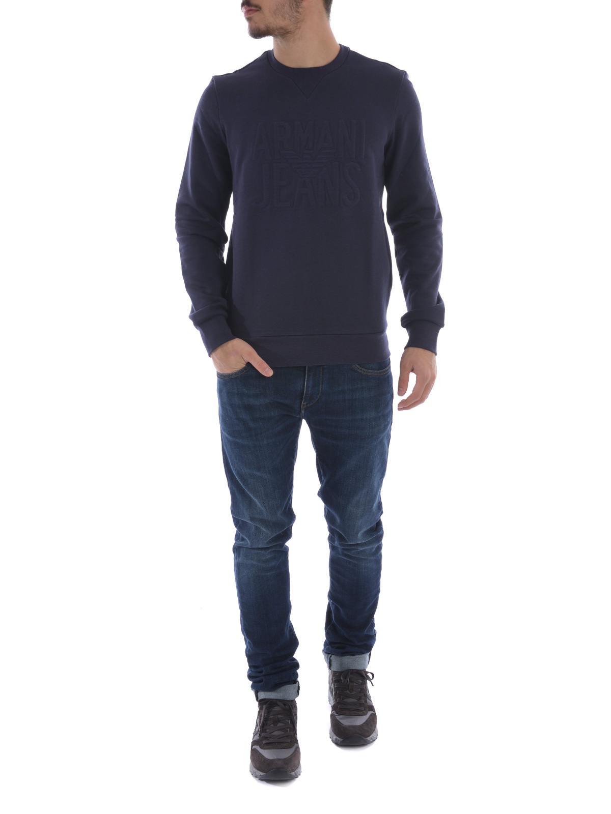 Armani Jeans Sweatshirt Hoodie In Blue
