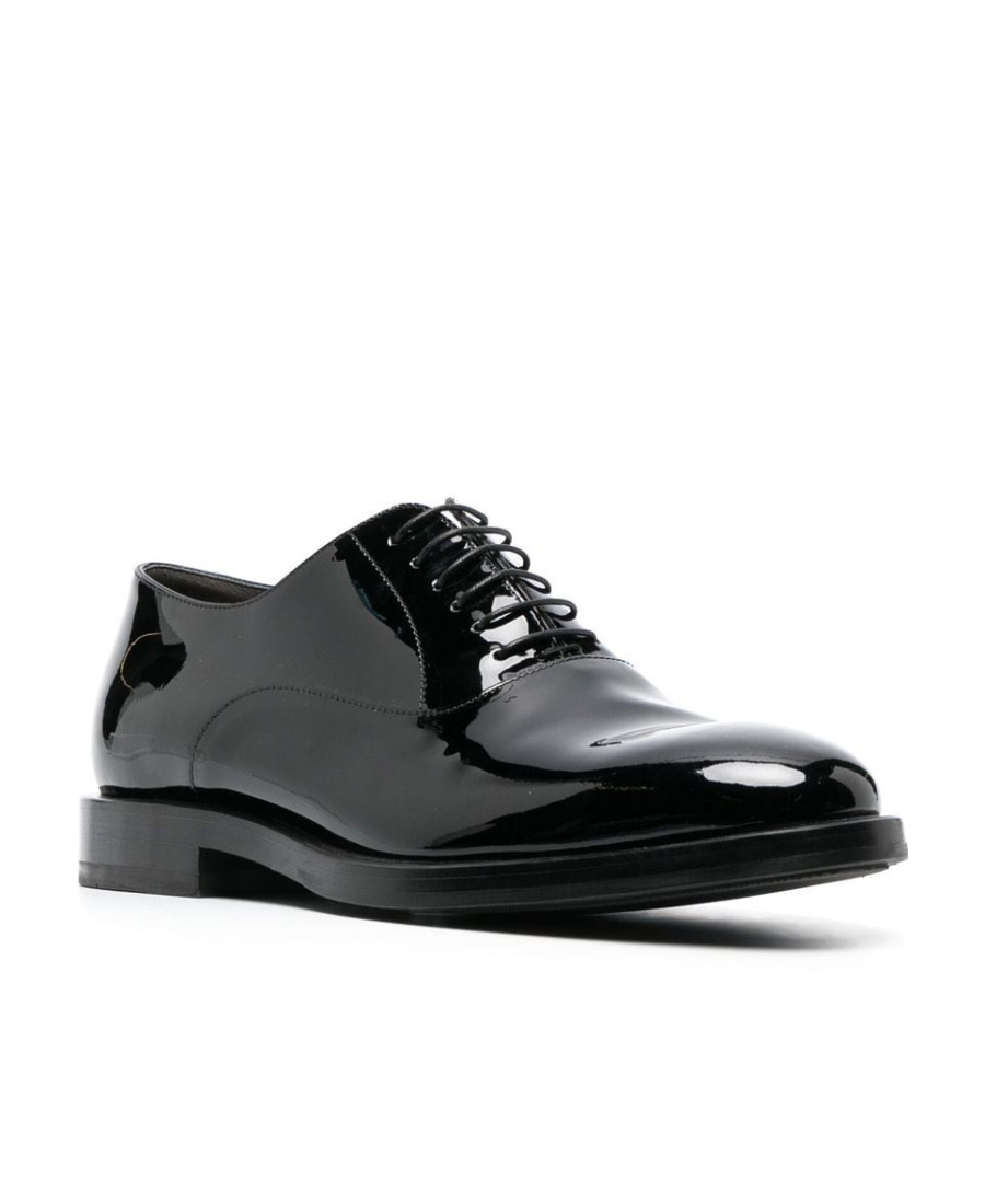 Shop Brunello Cucinelli Patent-leather Laced Oxford Shoes In Black