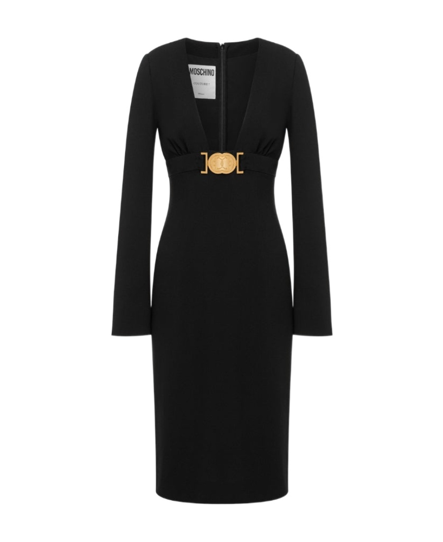 Moschino Silhouette Buckle Sleeves Neckline In Black