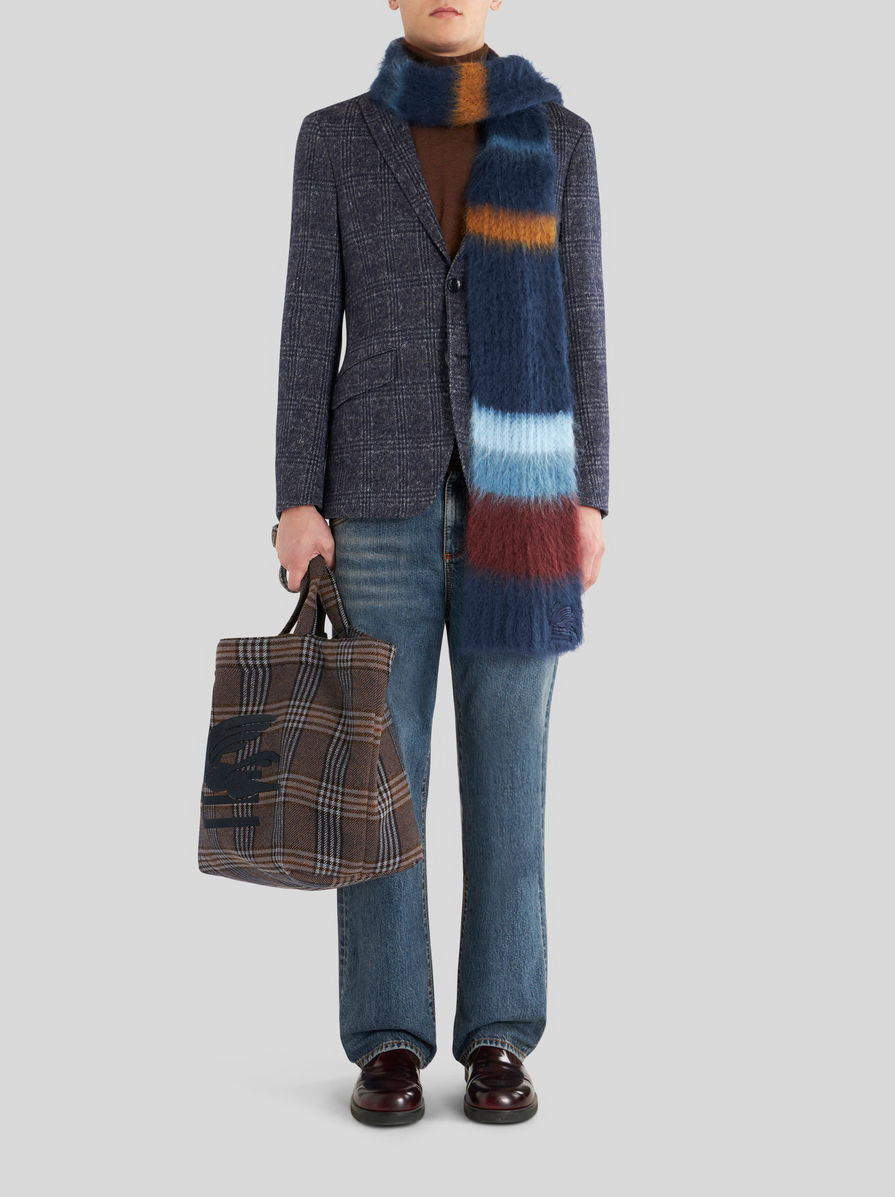 Etro Checked Single-breasted Blazer In Blue