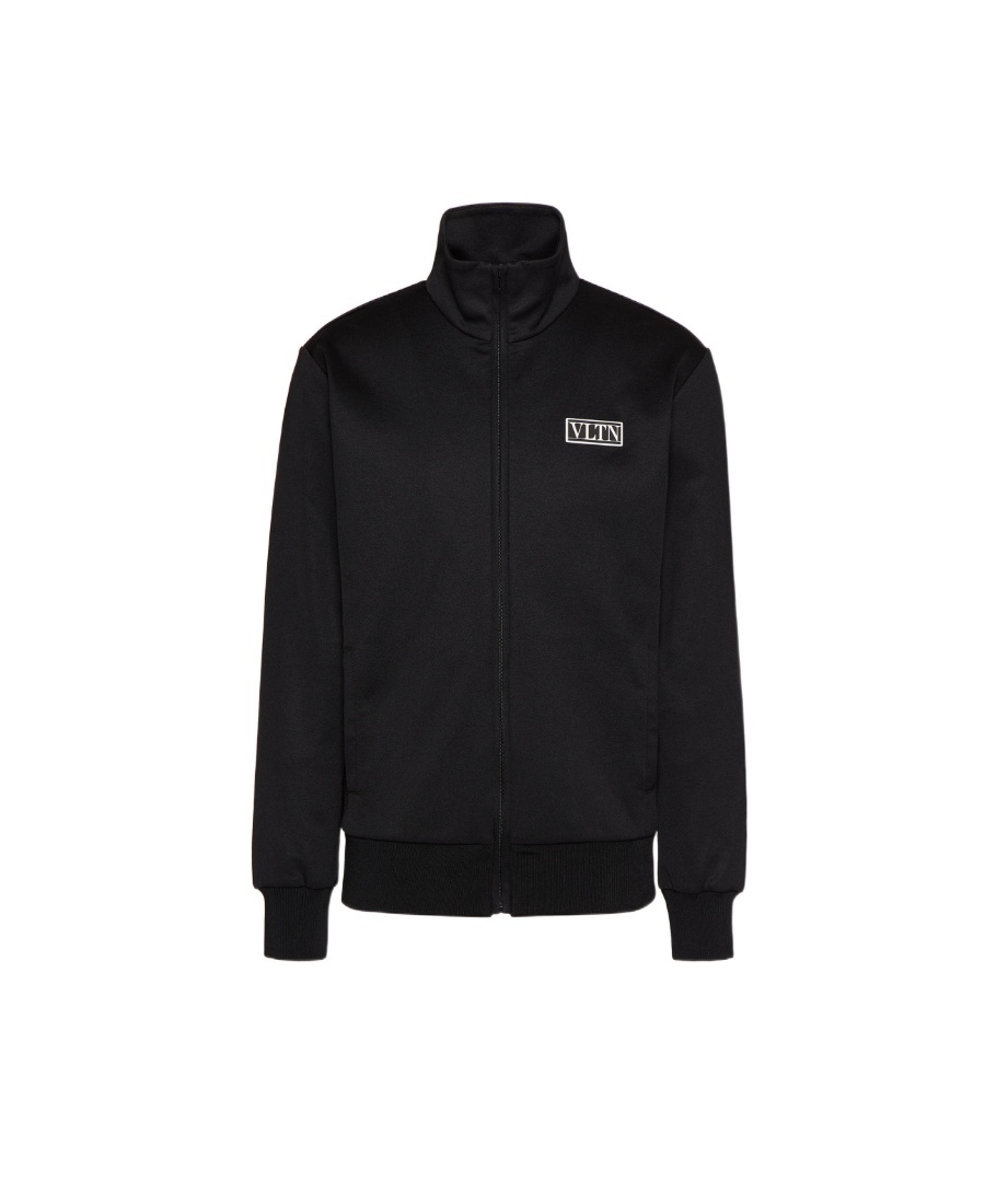 Valentino Logo-patch Zipped Sweatshirt In Black
