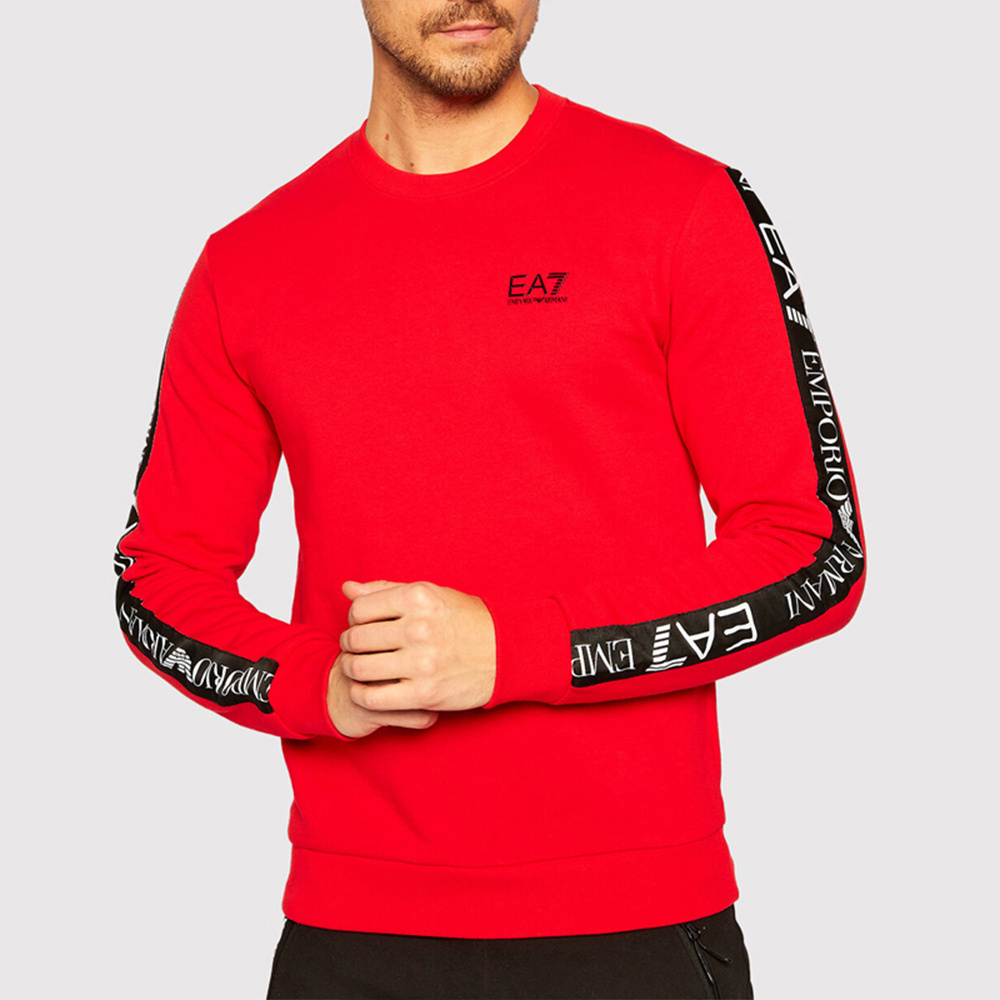 Ea7 Logo Long-sleeved Sweater In Red