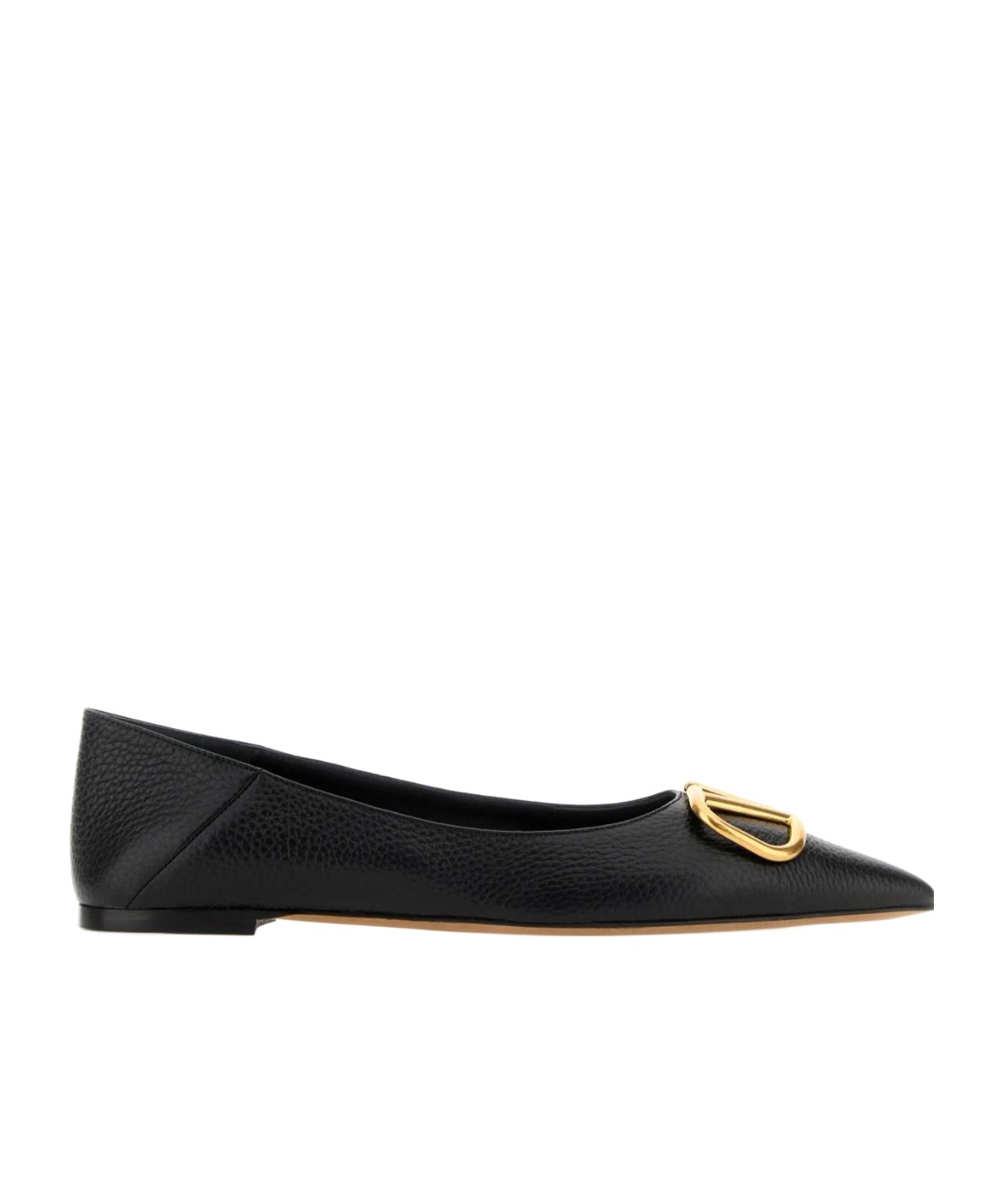 Valentino Vlogo Leather Ballerina Shoes In Black