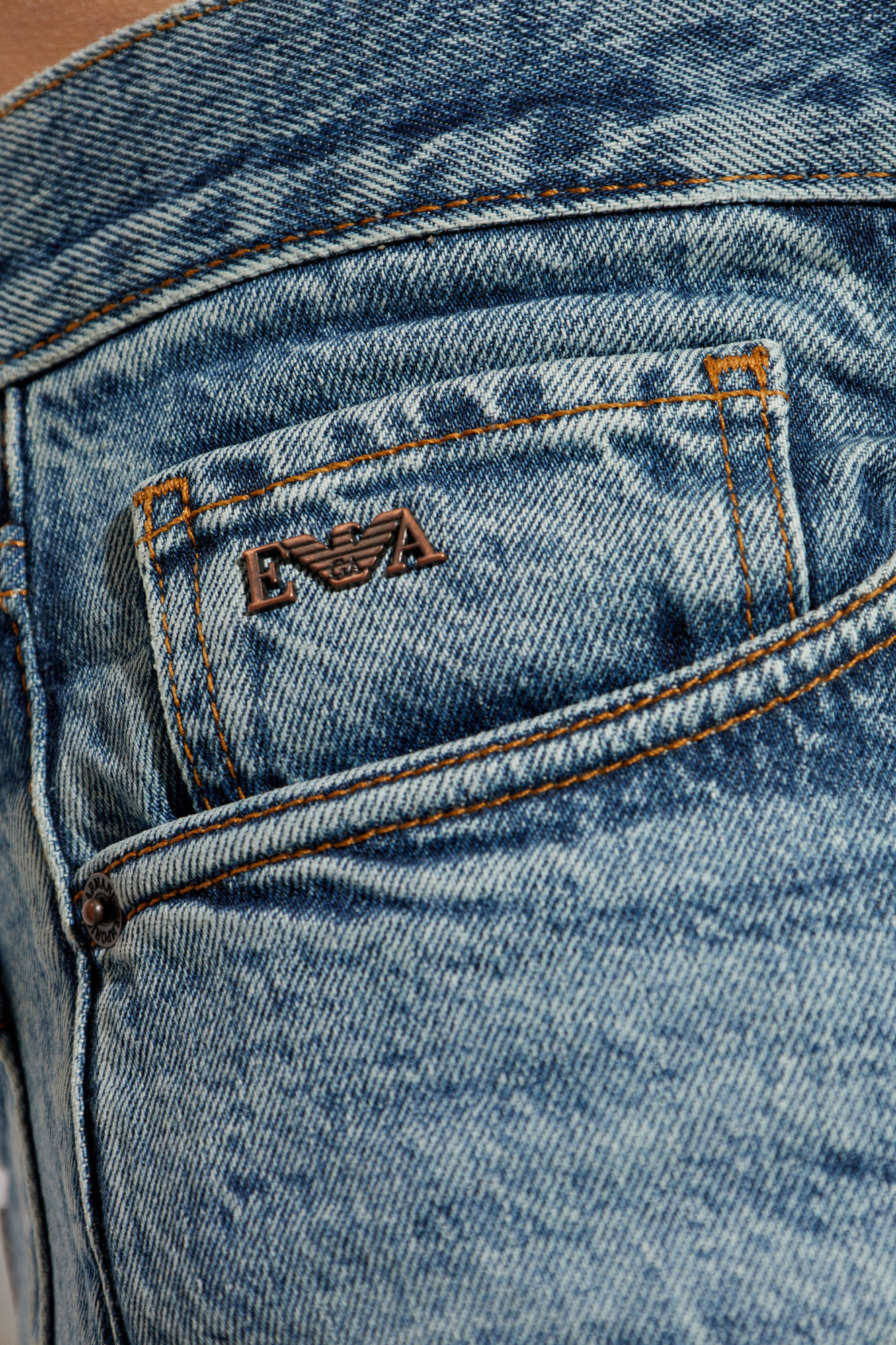 Emporio Armani Logo-plaque Jeans In Blue