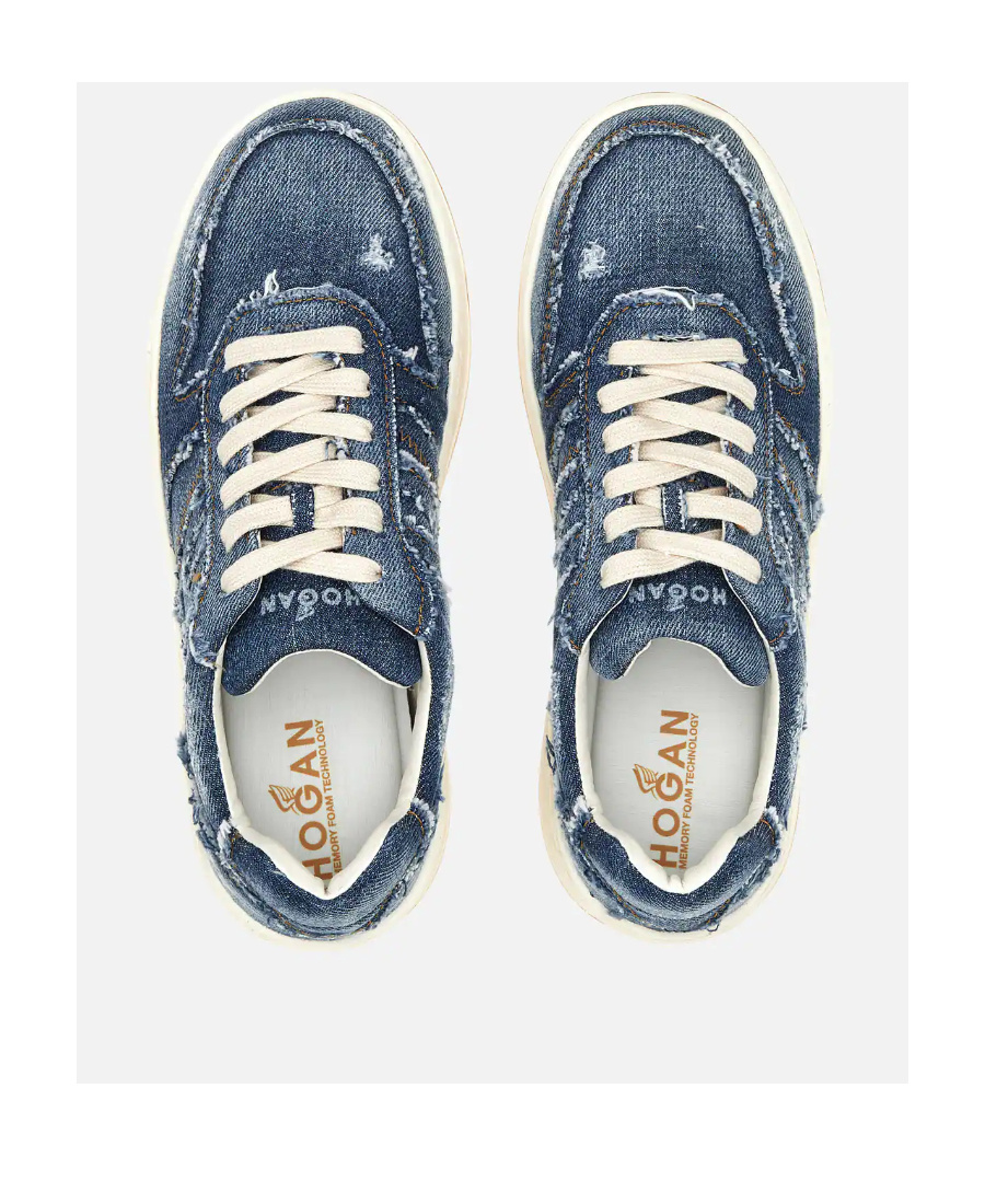 Hogan Denim-effect Lace-up Sneakers In Multicolor