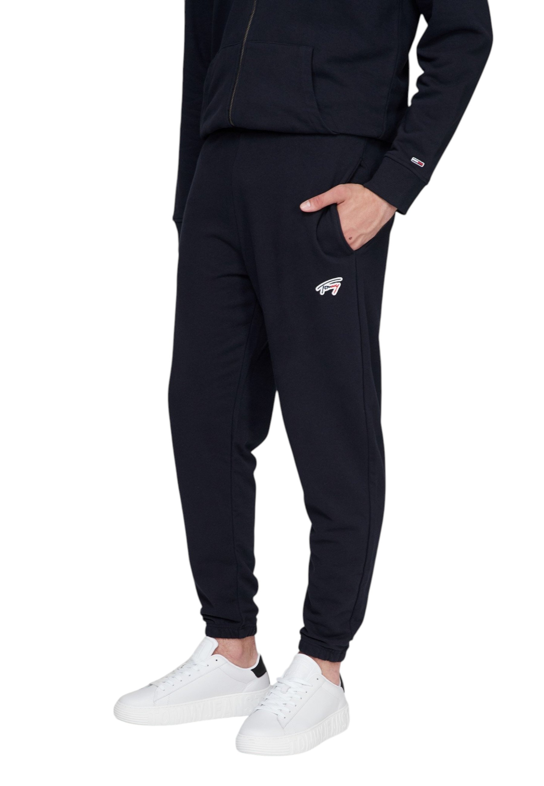 Tommy Hilfiger Straight Cotton-blend Track Pants In Blue