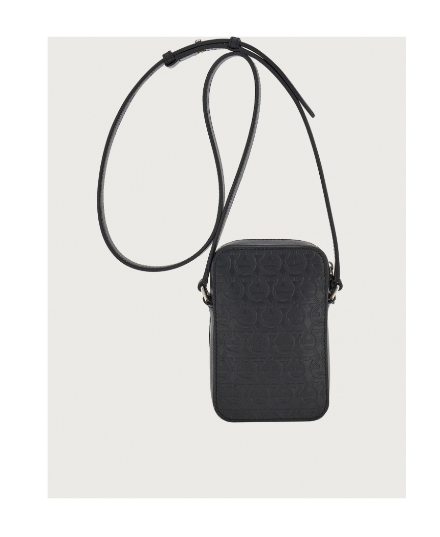 Ferragamo Embossed Satchel In Black