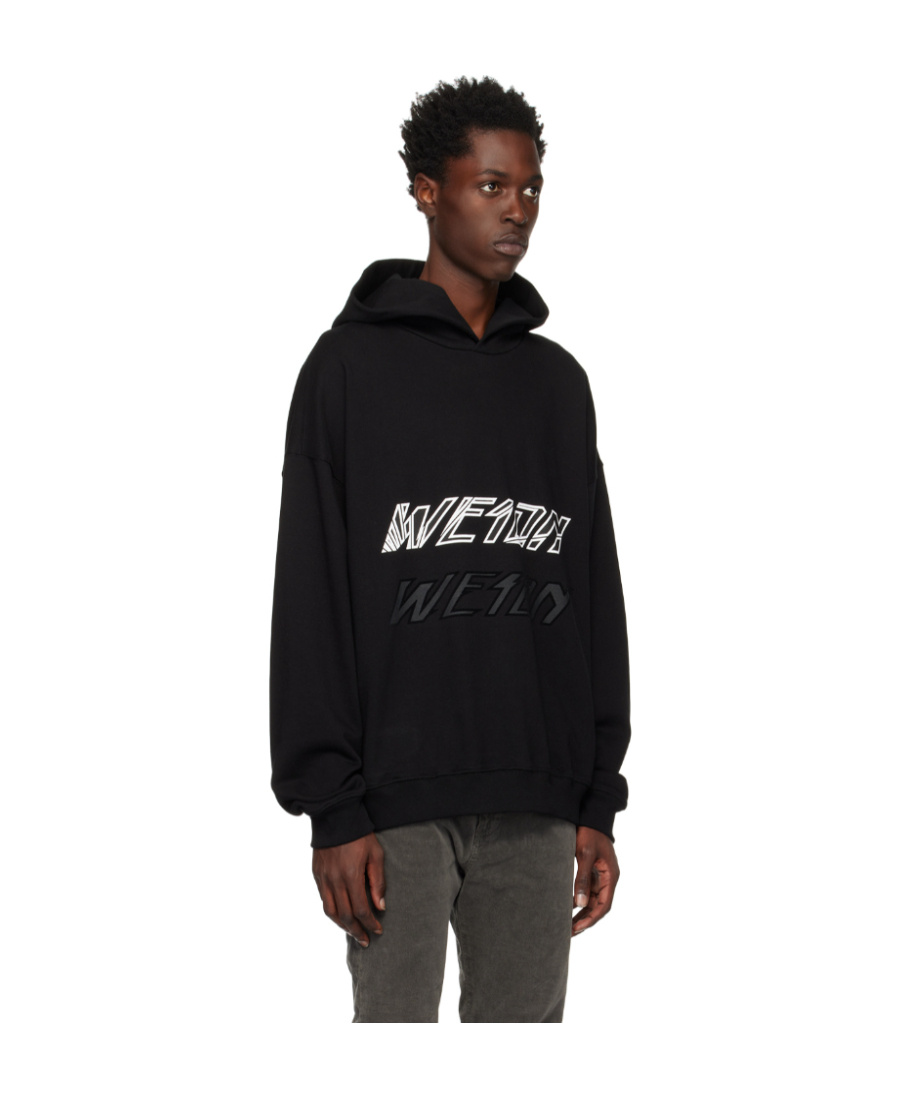 We11 Done Logo Hooded Sweater In Black
