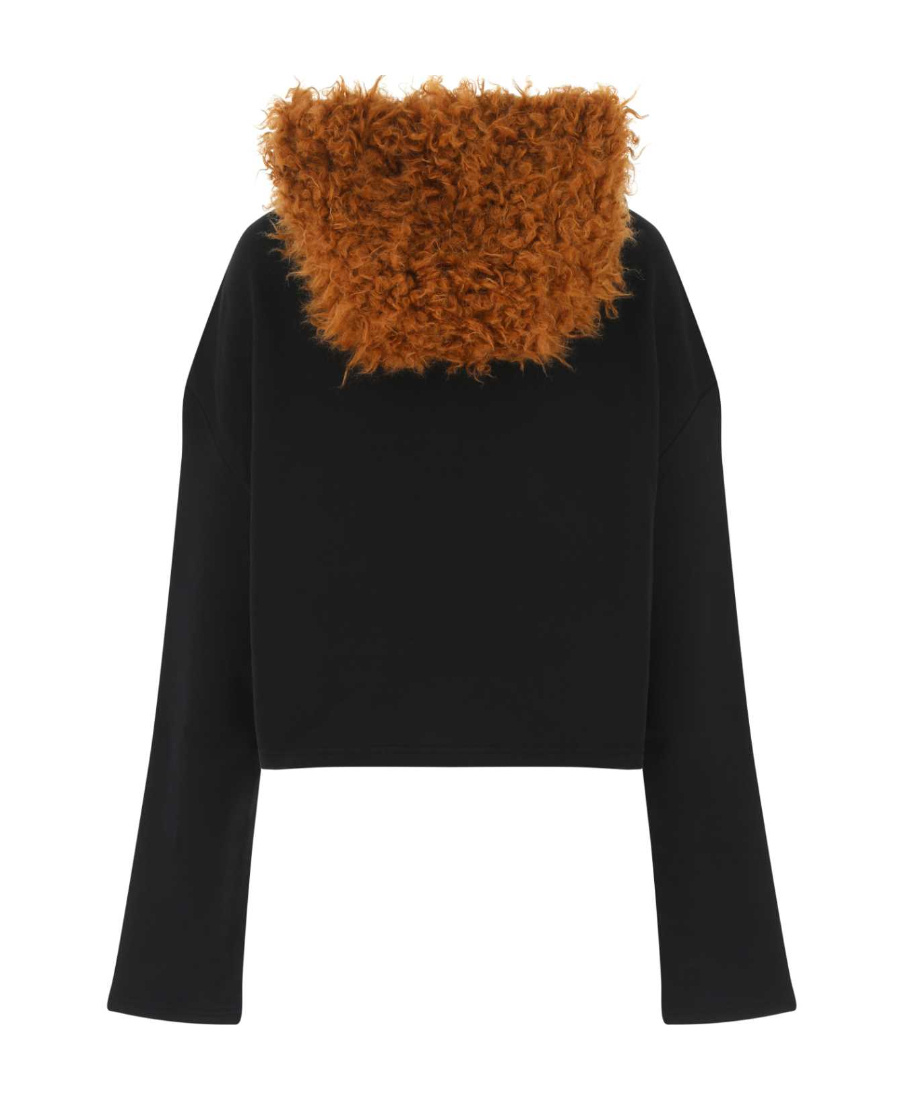 Marni Furry Hood Logo-print Sweatshirt In Black