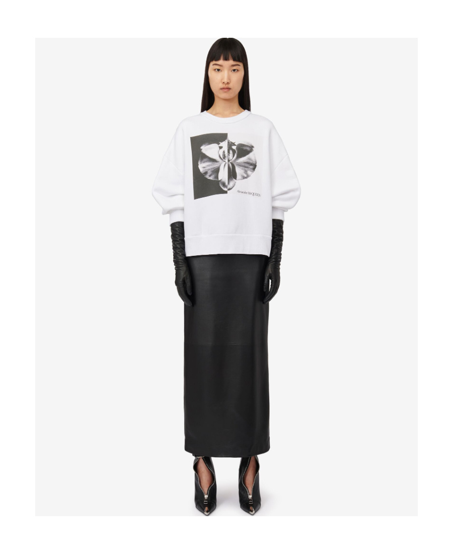 Alexander Mcqueen Floral-print Cotton Sweatshirt In White