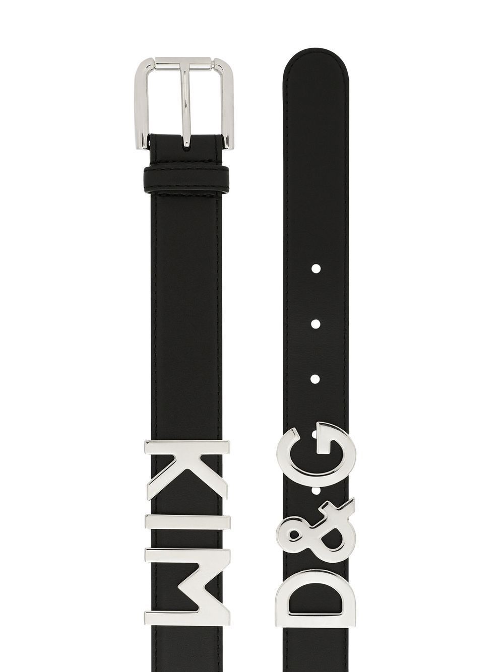 Dolce & Gabbana Calfskin Belt With Lettering In Black