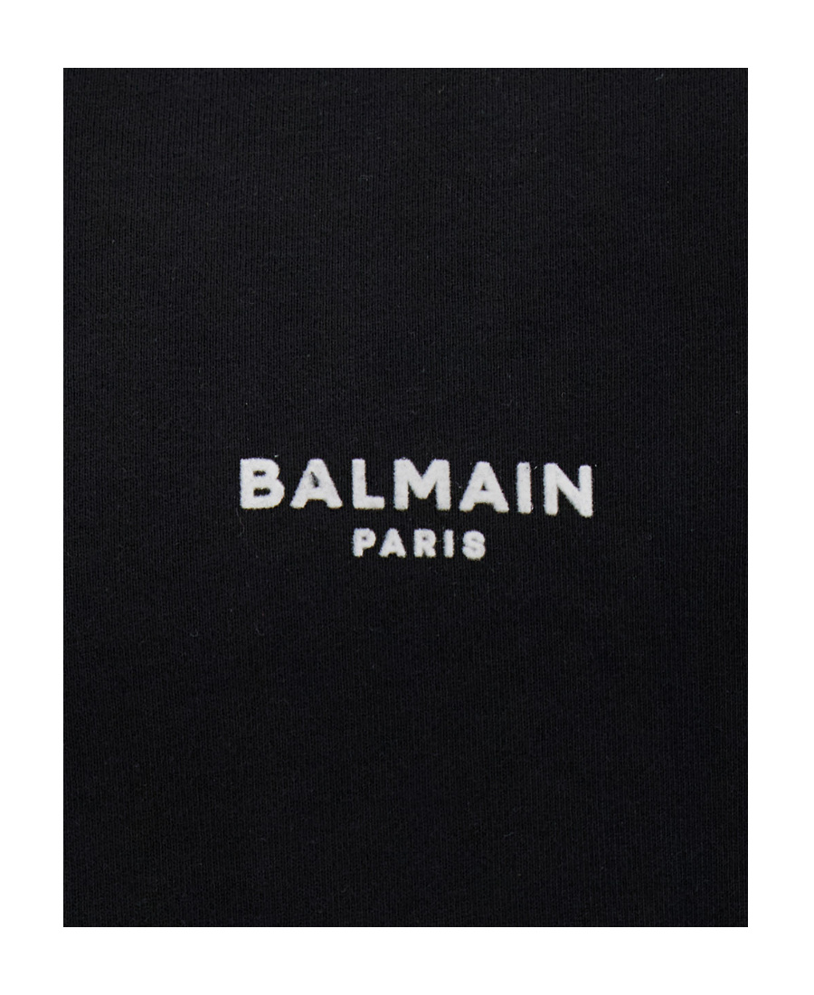 Shop Balmain Flocked Sweatshirt In Black