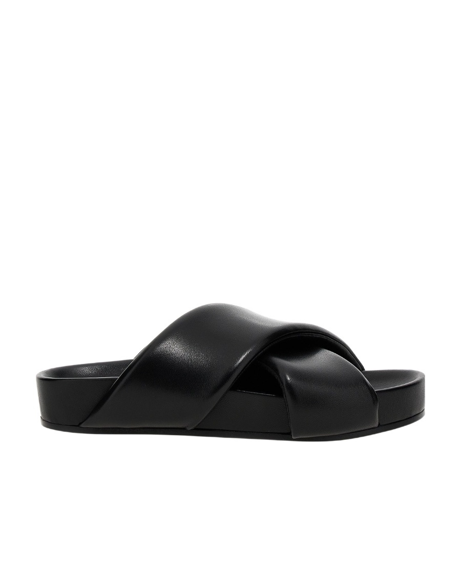 Jil Sander Black Sandals With Criss Cros Bands In Black