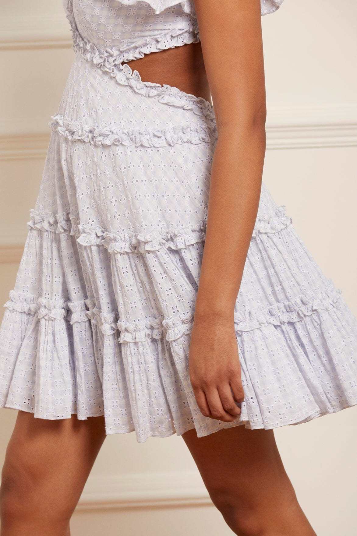 Shop Needle & Thread Broderie-anglaise Organic Cotton Minidress In Blue