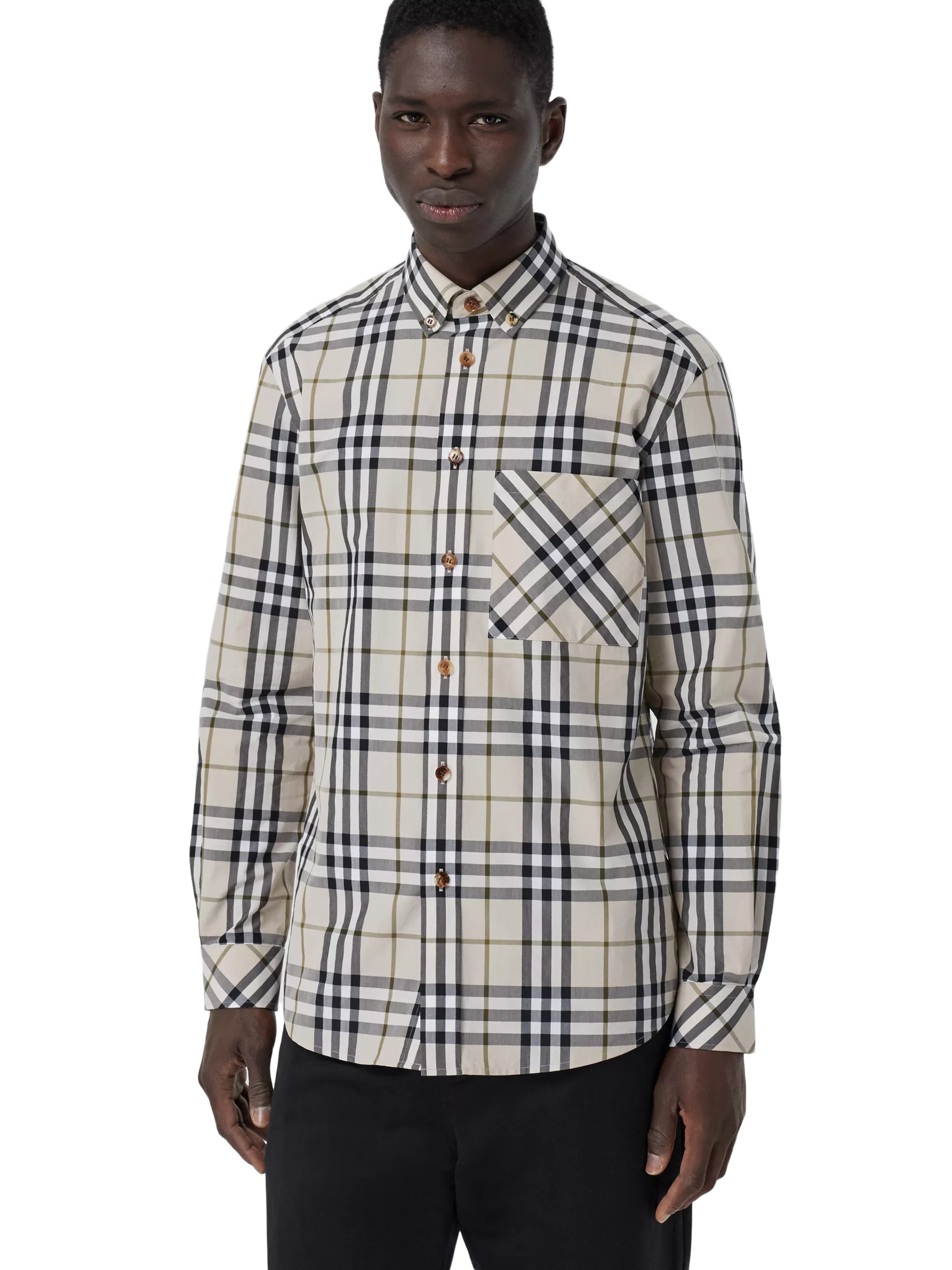 Burberry Check-print Shirt In Nude