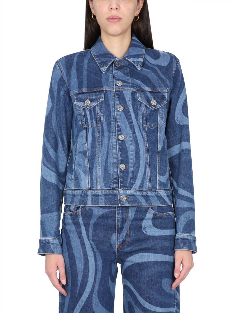 EMILIO PUCCI SWIRL PRINT DENIM JACKET