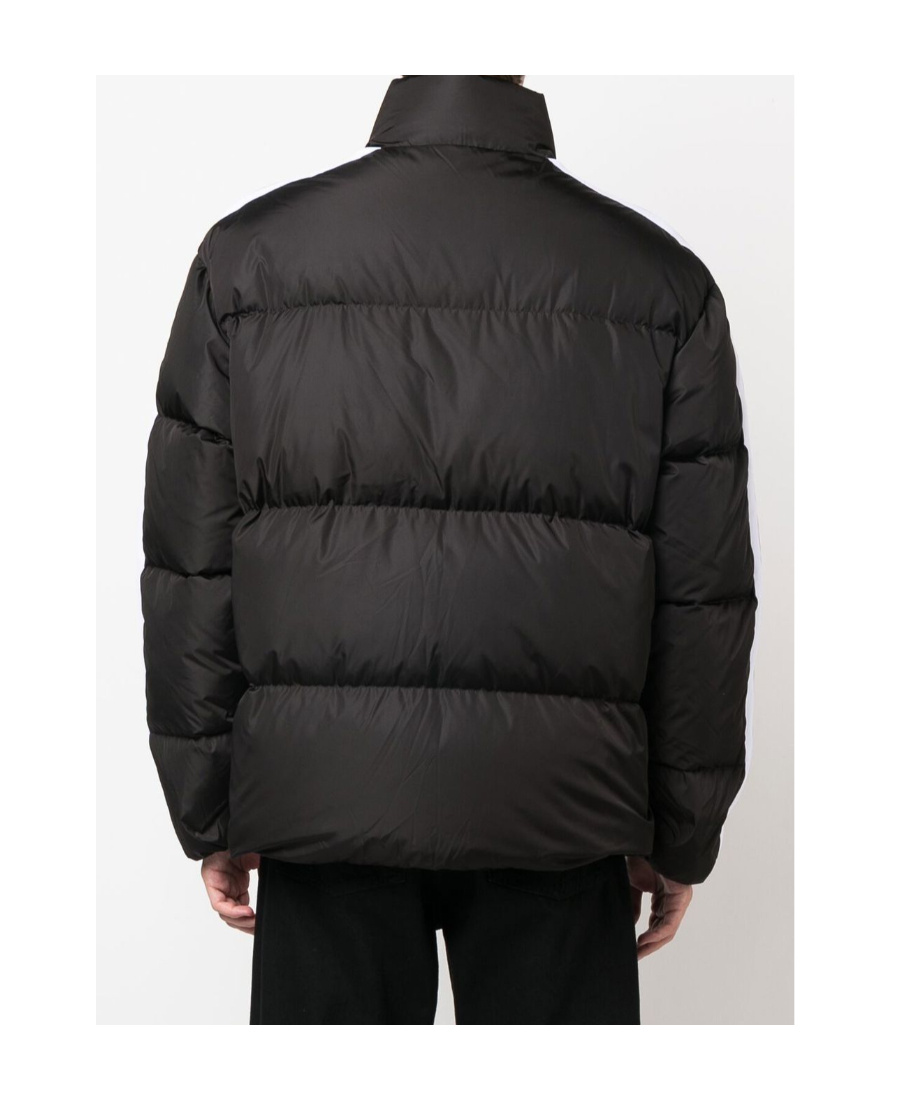 Palm Angels Black Hooded Track Down Jacket In Black