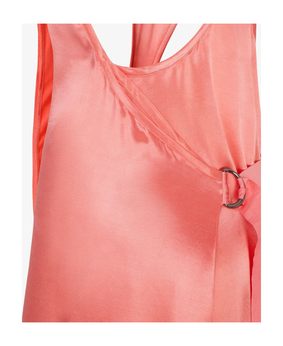 Fendi Satin Belted Long Dress In Pink