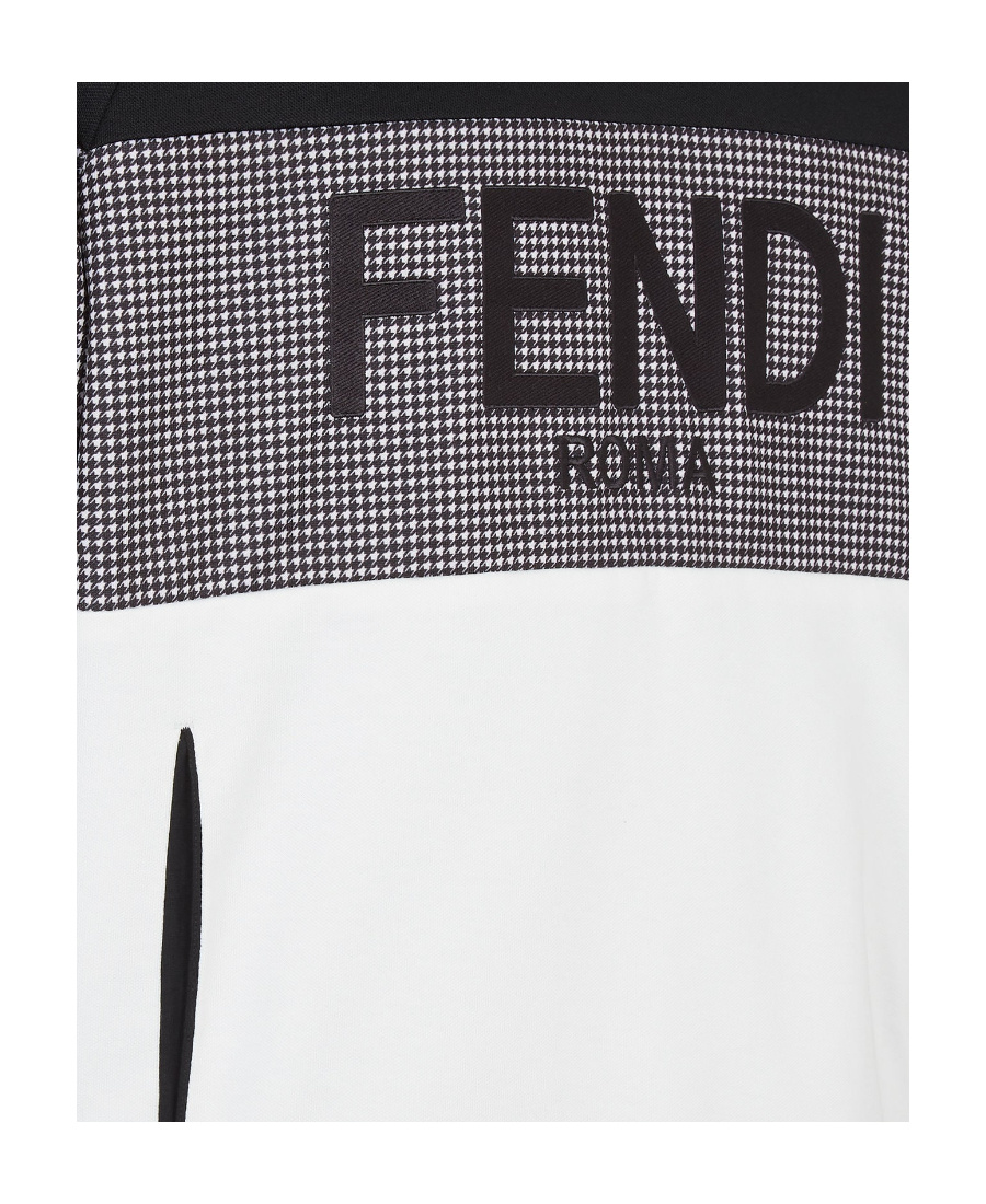 Fendi Panelled Logo-embossed Hoodie In Black