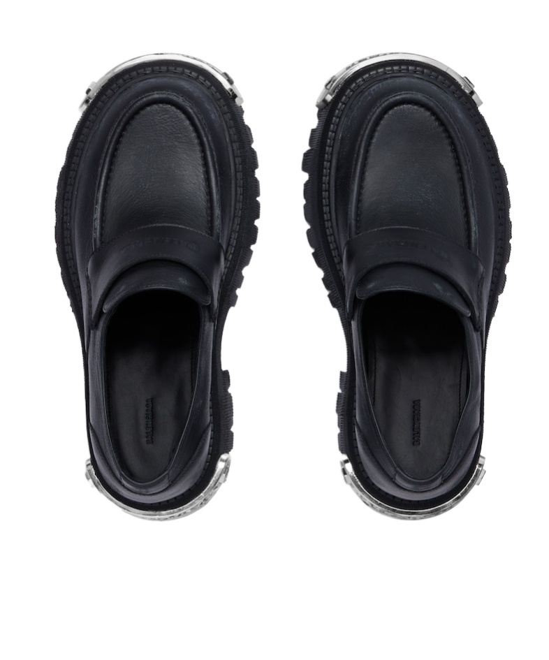 Balenciaga 50mm Tractor Leather Loafers In Black